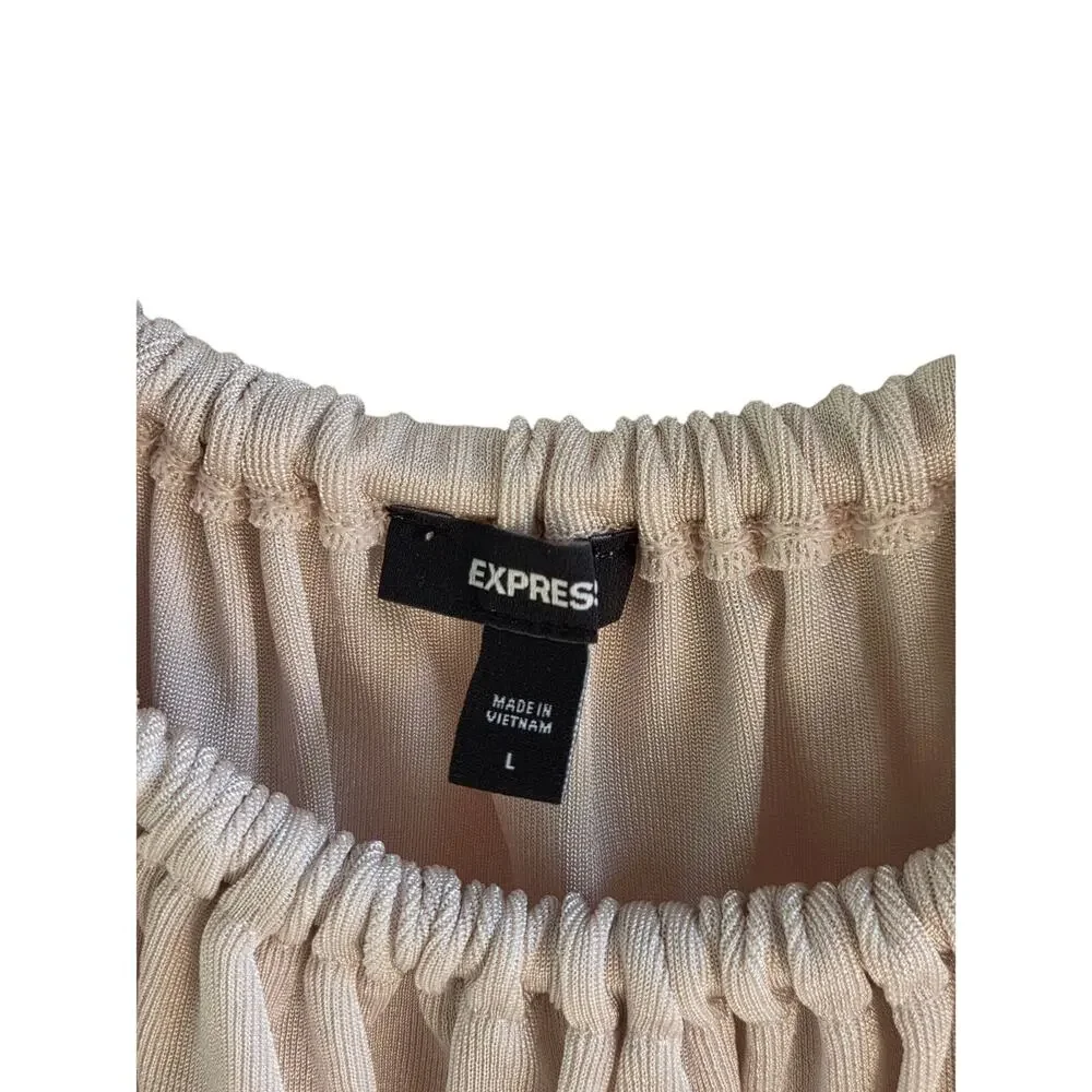 NEW Express Knit Camisole L Braided Straps Beige